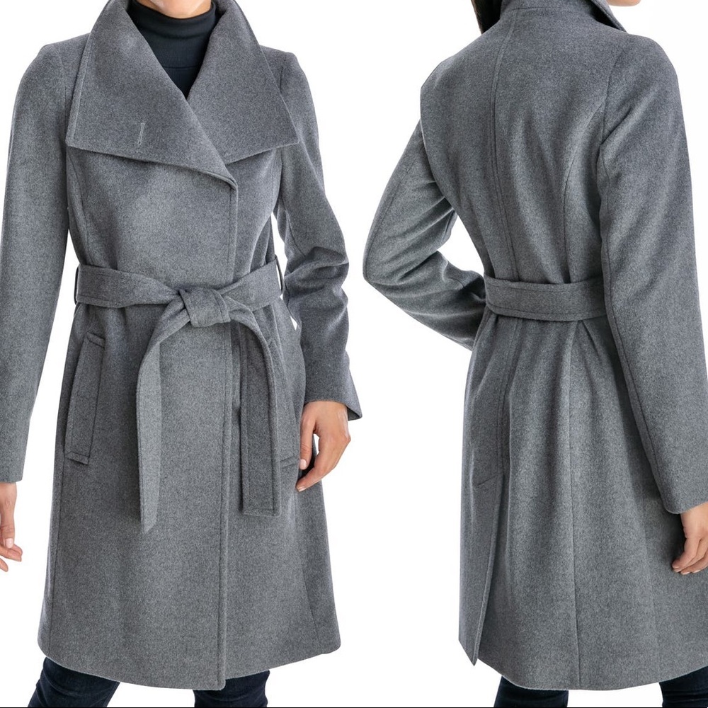 Michael Kors belted asymmetrical wool trench coat